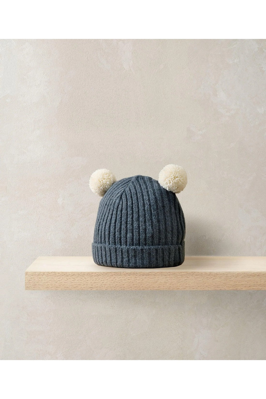 Mamas & Papas Rib Knit Hat with Pom Poms - Blue