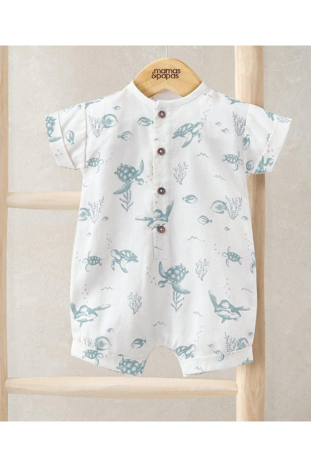 Mamas & Papas Romper with Turnback Sleeves - Under the Sea Print