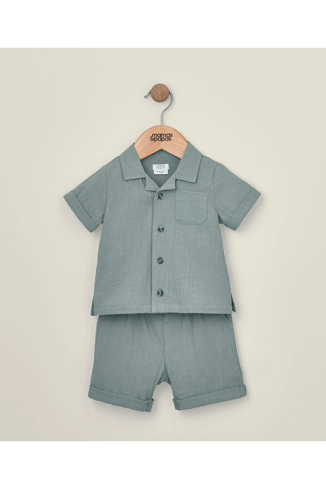Mamas & Papas Shirt and Short Outfit Set - Green