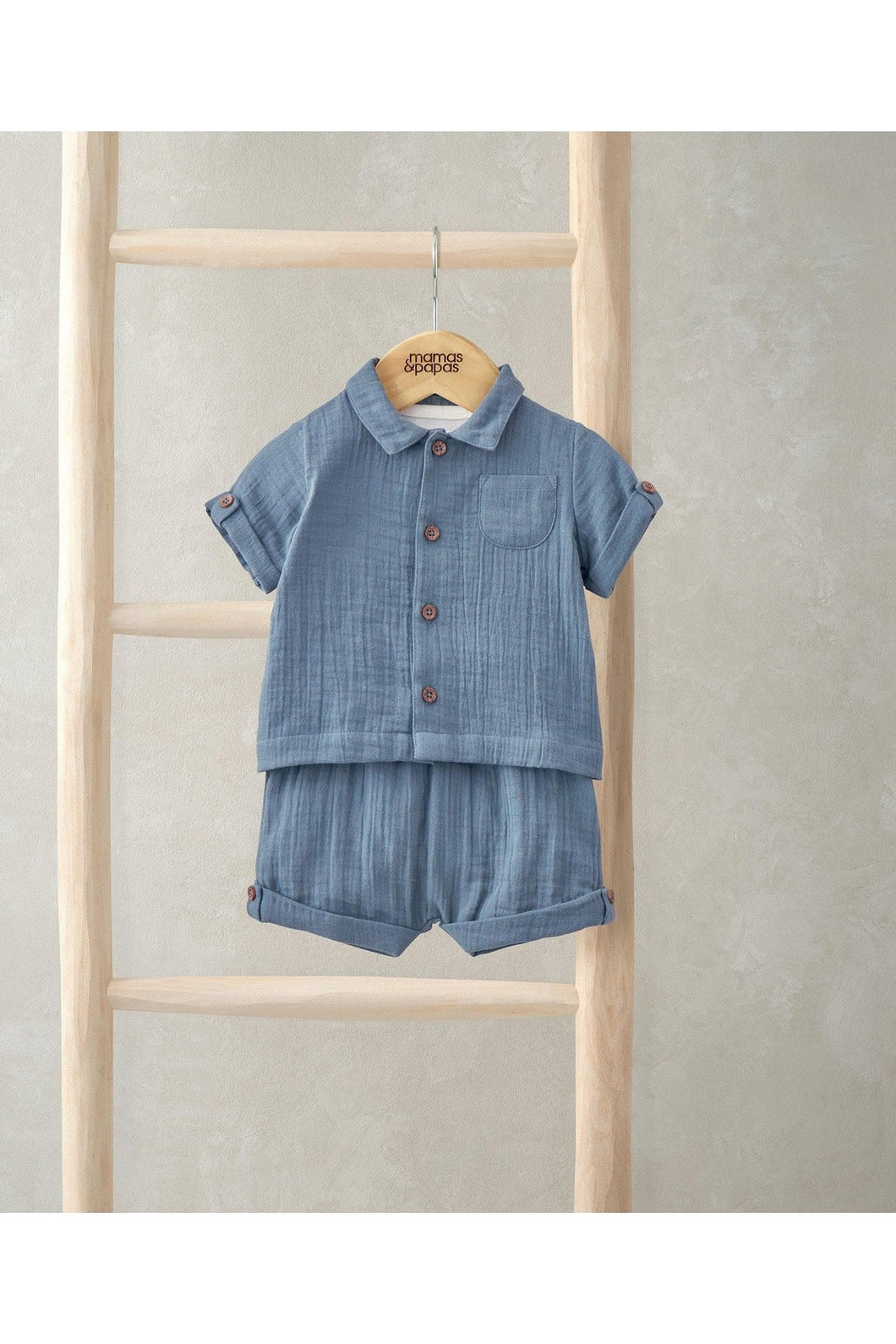 Mamas & Papas Shirt, Shorts, and Bodysuit Set (3 Pieces) - Blue