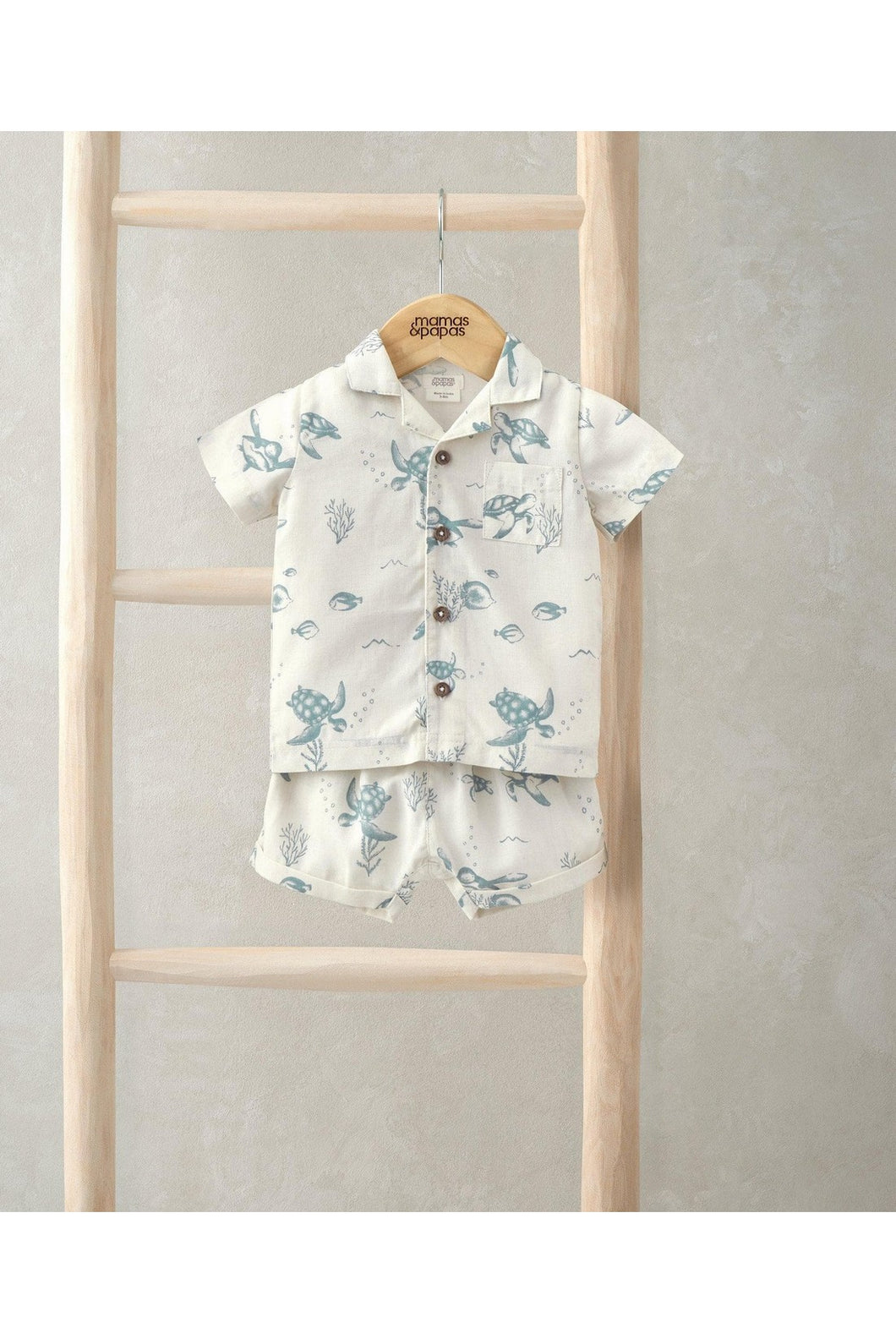 Mamas & Papas Shirt & Shorts Set (2 Pieces) - Turtle Print