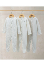 
                        
                          Load image into Gallery viewer, Mamas &amp; Papas Sleepsuits (Pack of 3) - Cloud Stripe &amp; Placement Prints
                        
                      