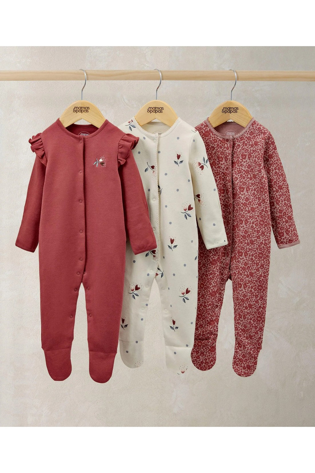 Mamas & Papas Sleepsuits (Pack of 3) - Floral Nostalgic