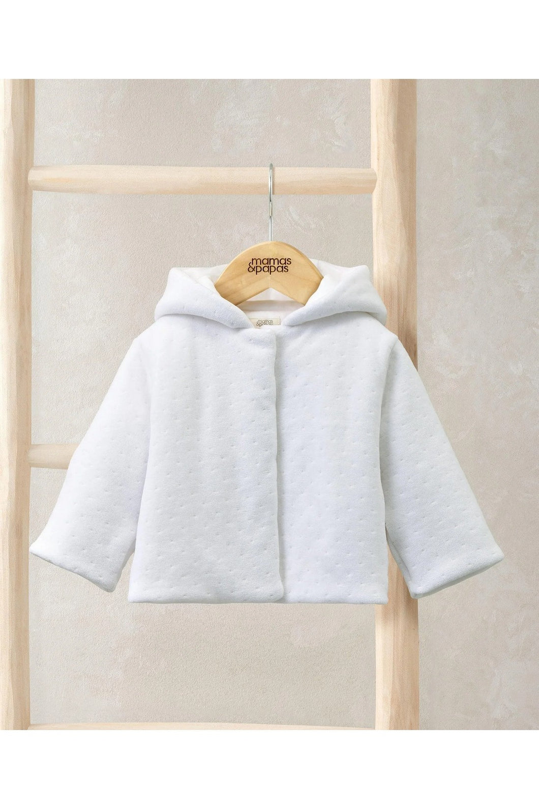 Mamas & Papas Velour Hooded Jacket - White