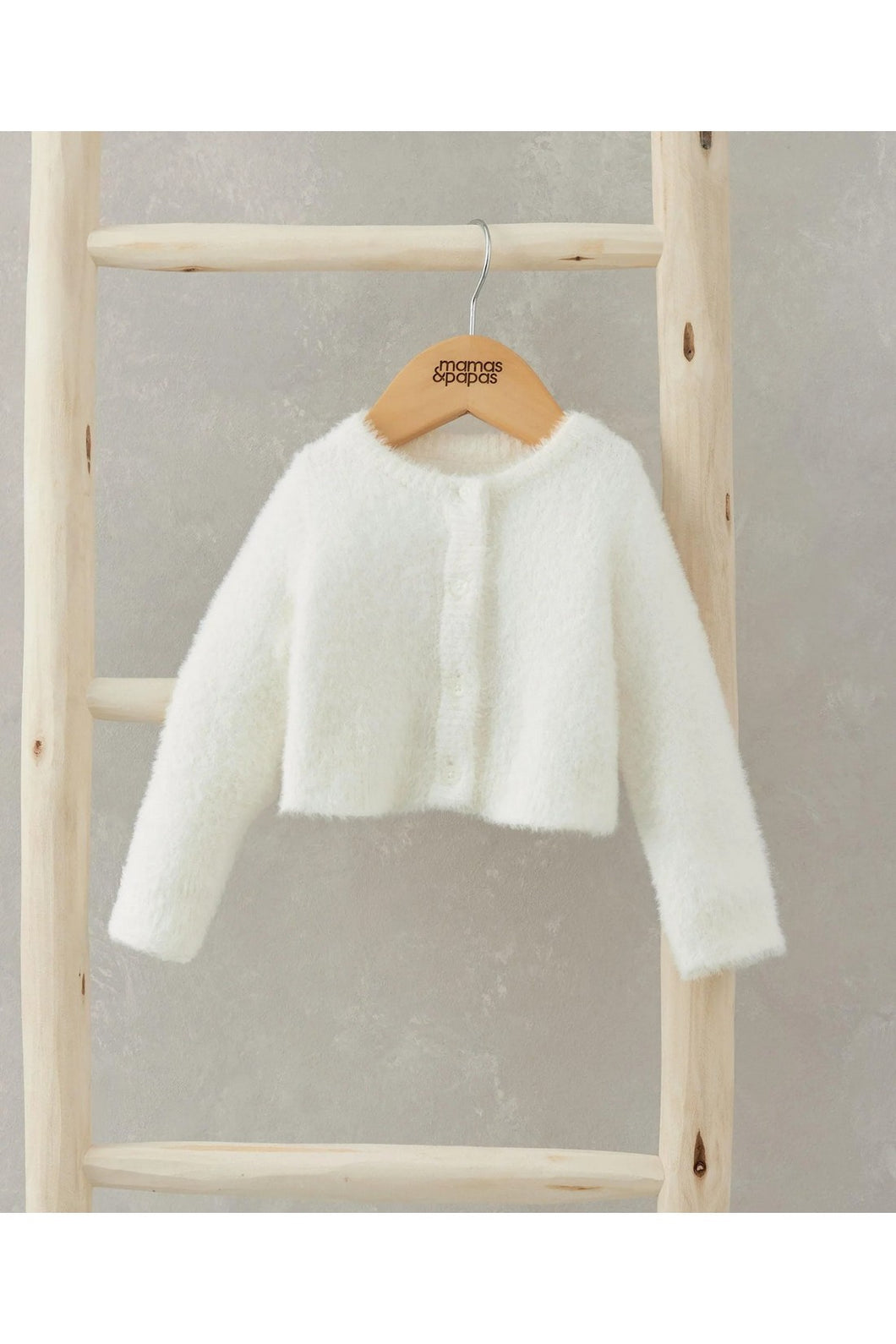 Mamas & Papas White Fluffy Cardigan