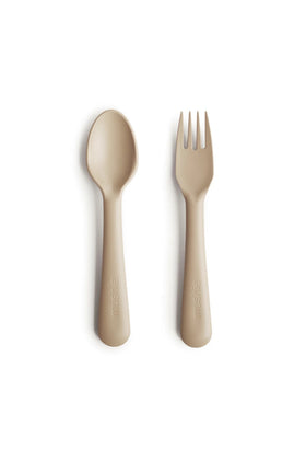 Mushie Dinnerware Fork and Spoon Set Vanillia 1