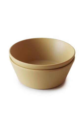 Mushie Round Dinnerware Bowl - 2 Pack Mustard 1