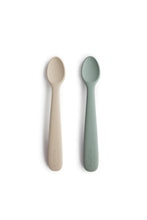 
                        
                          Load image into Gallery viewer, Mushie Silicone Feeding Spoons 2-Pack Cambridge Blue Shifting Sand 1
                        
                      