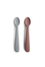 
                        
                          Load image into Gallery viewer, Mushie Silicone Feeding Spoons 2-Pack Stone Cloudy Manve 1
                        
                      