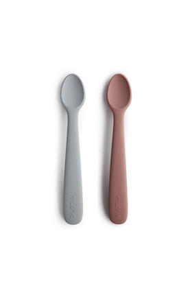 Mushie Silicone Feeding Spoons 2-Pack Stone Cloudy Manve 1
