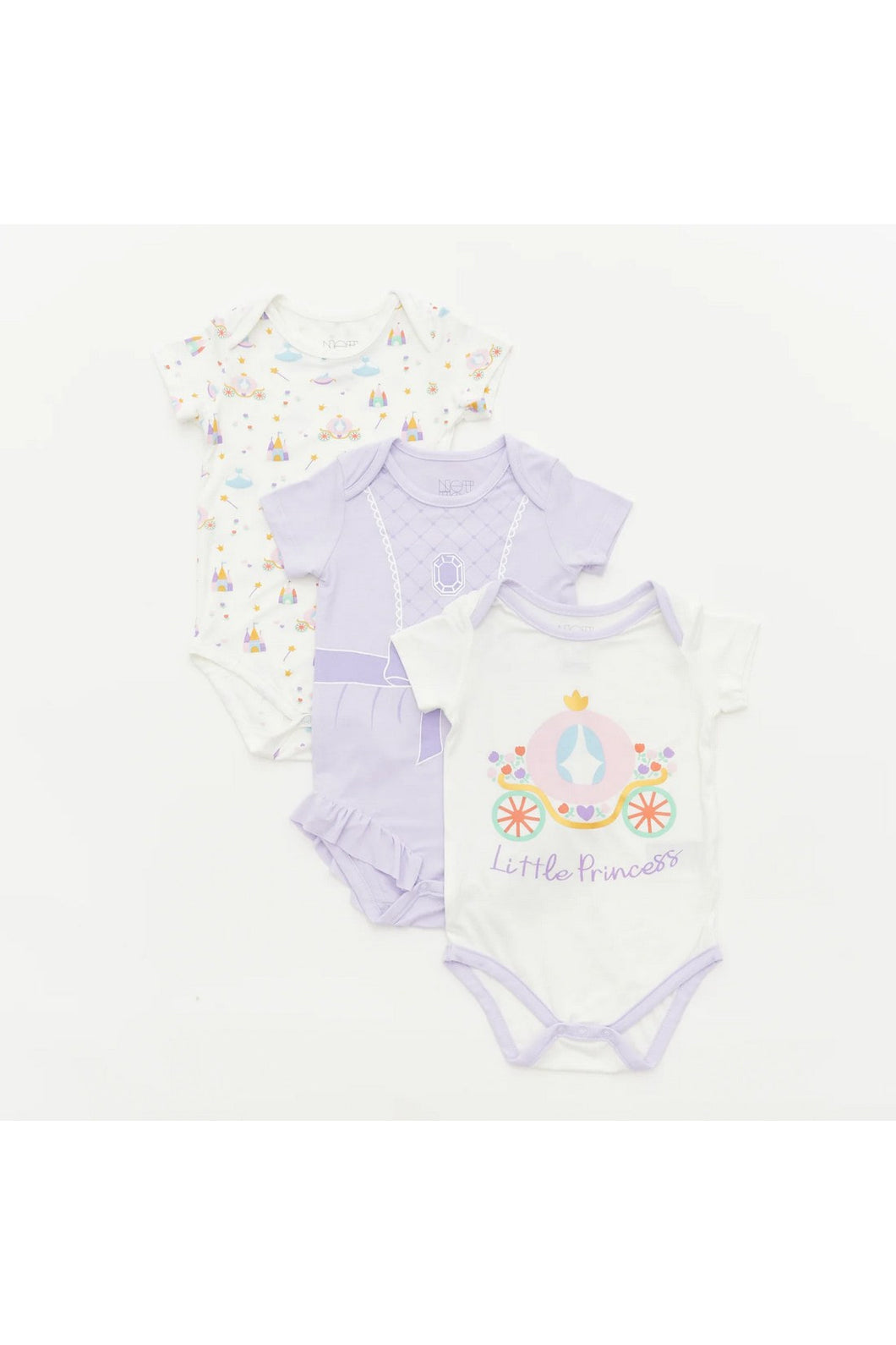 Not Too Big Princess Short Sleeve Bodysuits - 3 Pack