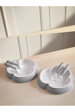 
                        
                          Load image into Gallery viewer, BabyBjörn Baby Plate Spoon &amp; Fork Powder Grey
                        
                      