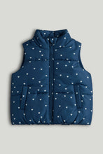 
                        
                          Load image into Gallery viewer, Mothercare Navy Heart Padded Gilet
                        
                      