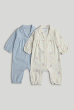 
                        
                          Load image into Gallery viewer, Mothercare 2 Pack Blue and WhiteAll-in-One Pyjamas
                        
                      