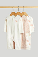 
                        
                          Load image into Gallery viewer, Mothercare 3 Pack My First Pink Butterfly Zip-Up Sleepsuits
                        
                      