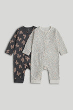 
                        
                          Load image into Gallery viewer, Mothercare 2 Pack Black Butterfly Footless Zip-Up Sleepsuits
                        
                      