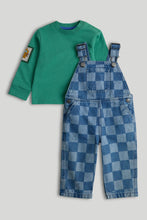 
                        
                          Load image into Gallery viewer, Mothercare Checkerboard Dungarees and Sweatshirt Outfit
                        
                      