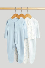 
                        
                          Load image into Gallery viewer, Mothercare 3 Pack My First Blue Sleepsuits
                        
                      