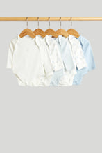 
                        
                          Load image into Gallery viewer, Mothercare 5 Pack My First Blue and White Long-Sleeved Bodysuits
                        
                      