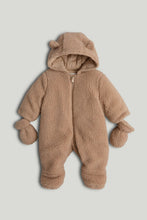 
                        
                          Load image into Gallery viewer, Mothercare Brown Borg Snowsuit
                        
                      