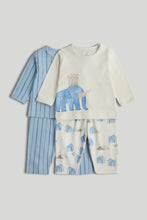 
                        
                          Load image into Gallery viewer, Mothercare 2 Pack My First Blue and White Elephant Pyjamas
                        
                      
