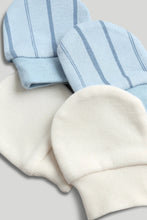 
                        
                          Load image into Gallery viewer, Mothercare 2 Pack My First Blue Stripe Baby Mitts
                        
                      