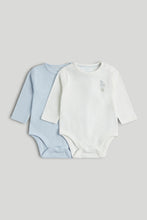 
                        
                          Load image into Gallery viewer, Mothercare 2 Pack My First Blue and White Bodysuits
                        
                      