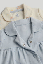 
                        
                          Load image into Gallery viewer, Mothercare 2 Pack Blue and WhiteAll-in-One Pyjamas
                        
                      