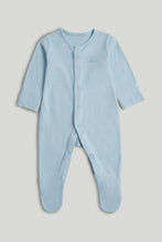 
                        
                          Load image into Gallery viewer, Mothercare 3 Pack My First Blue Sleepsuits
                        
                      