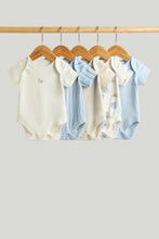 
                        
                          Load image into Gallery viewer, Mothercare 5 Pack My First Blue Tiger and Elephant Short-Sleeved Bodysuits
                        
                      