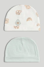 
                        
                          Load image into Gallery viewer, Mothercare 2 Pack My First Green and White Baby Hats
                        
                      