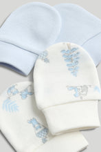 
                        
                          Load image into Gallery viewer, Mothercare 2 Pack My First Blue and White Baby Mitts
                        
                      