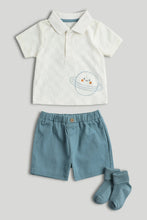 
                        
                          Load image into Gallery viewer, Mothercare Space Polo Shirt, Shorts and Socks Outfit
                        
                      