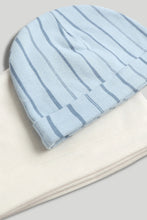 
                        
                          Load image into Gallery viewer, Mothercare 2 Pack My First Blue Stripe Baby Hats
                        
                      