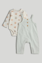 
                        
                          Load image into Gallery viewer, Mothercare My First Green and White Dungarees and Bodysuit Outfit
                        
                      