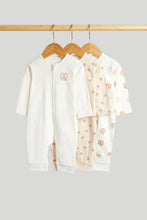 
                        
                          Load image into Gallery viewer, Mothercare 3 Pack My First Beige and White Zip-Up Sleepsuits
                        
                      