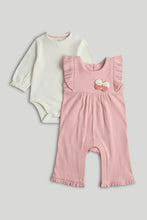 
                        
                          Load image into Gallery viewer, Mothercare My First Pink and White Butterfly Dungarees and Bodysuit Outfit
                        
                      