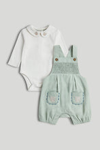
                        
                          Load image into Gallery viewer, Mothercare Green Bibshorts and Bodysuit Outfit
                        
                      