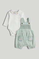 Mothercare Green Bibshorts and Bodysuit Outfit