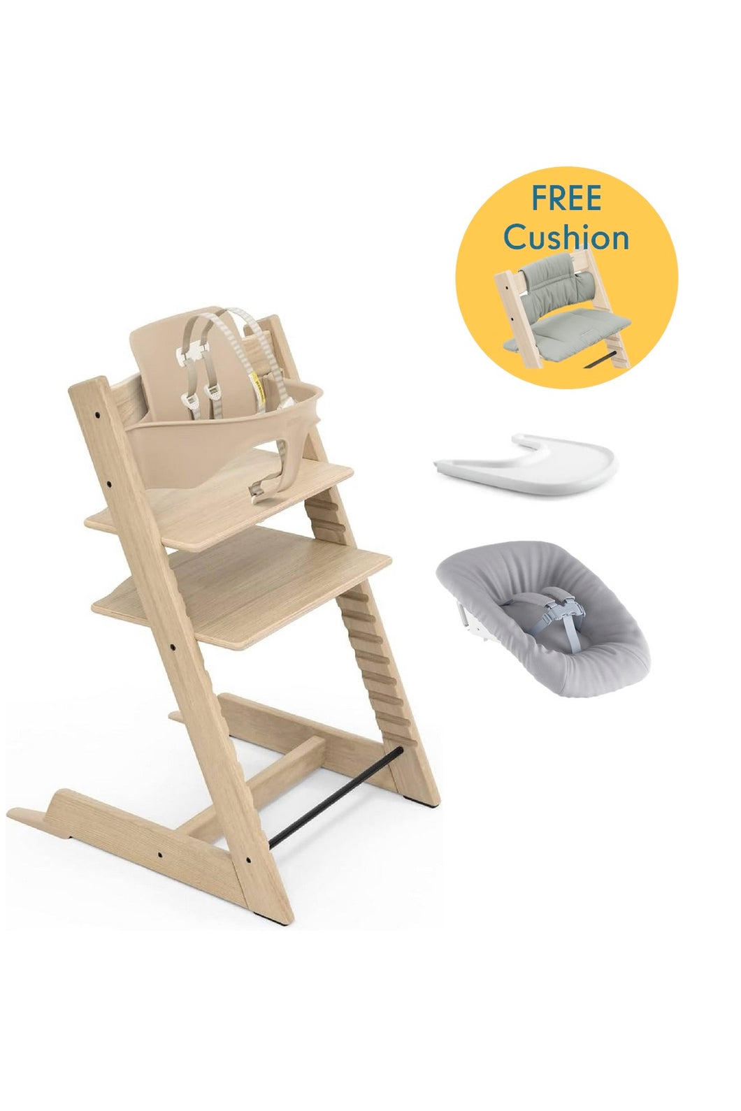 Stokke Tripp Trapp Chair - OAK with Newborn Set Bundle Offer ($5,004 with Free Classic Cushion)