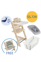 
                        
                          Load image into Gallery viewer, Stokke Tripp Trapp Chair 5pcs Bundle - Beech With Flexi Bath Bundle $5,729 0-36 months (Free GIFT)
                        
                      