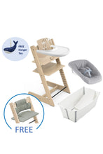 
                        
                          Load image into Gallery viewer, Stokke Tripp Trapp Chair 5pcs Bundle - Oak With Flexi Bath Bundle $6,329 0-36 months (Free GIFT)
                        
                      