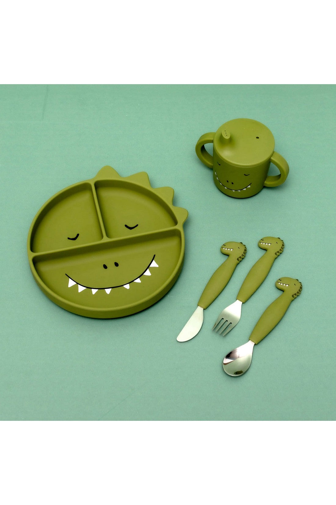Trixie Silicone Cutlery Set 3 pack Mr Dino Online mothercare