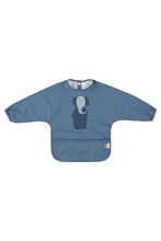 
                        
                          Load image into Gallery viewer, Trixie Waterproof Long Sleeve Bib - color in blue Mrs Elephant Front
                        
                      