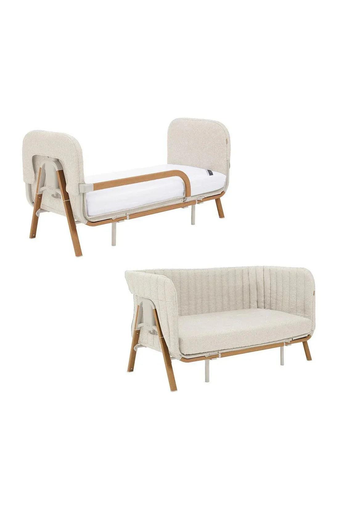 Tutti bambini Cozee XL bedside Cot Color in walnut and Ecru white Crib & Cot bed transform junior bed and sofa