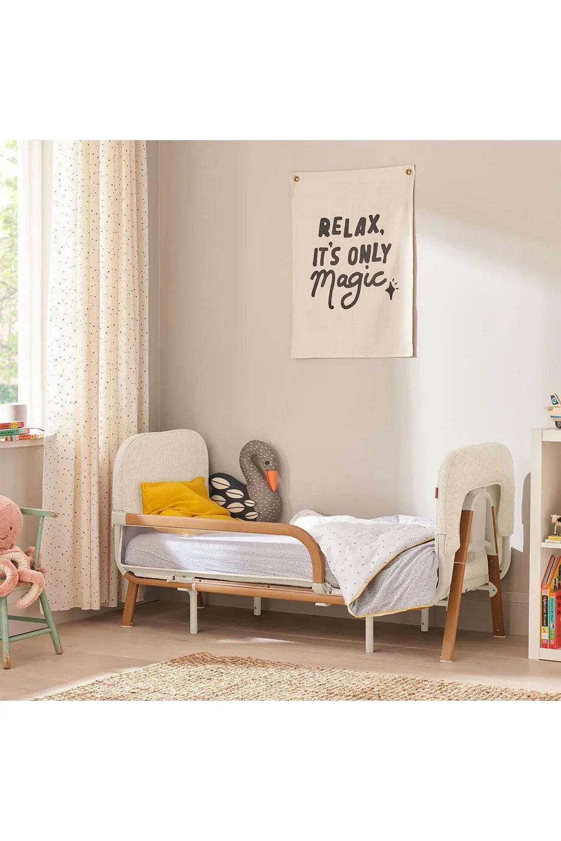 Tutti bambini Cozee XL bedside Cot Color in walnut and Ecru white Crib & Cot junior bed mode