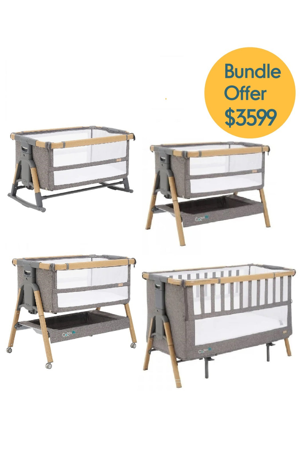 Tutti Bambini Cozee XL Bedside Crib & Cot Bundle Offer $3599
