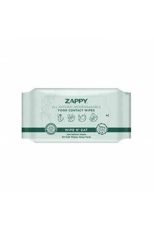 Zappy All Natural Biodegradable Food Contact Wipes - 50 Pack