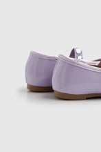
                        
                          Load image into Gallery viewer, Mothercare Lilac Diamanté Patent Ballerina Shoes
                        
                      