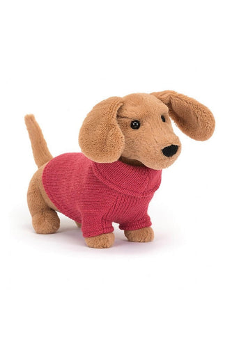 Jellycat Sweater Sausage Dog Pink 1